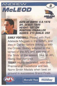 2005 Select Herald Sun AFL #9 Andrew McLeod Back